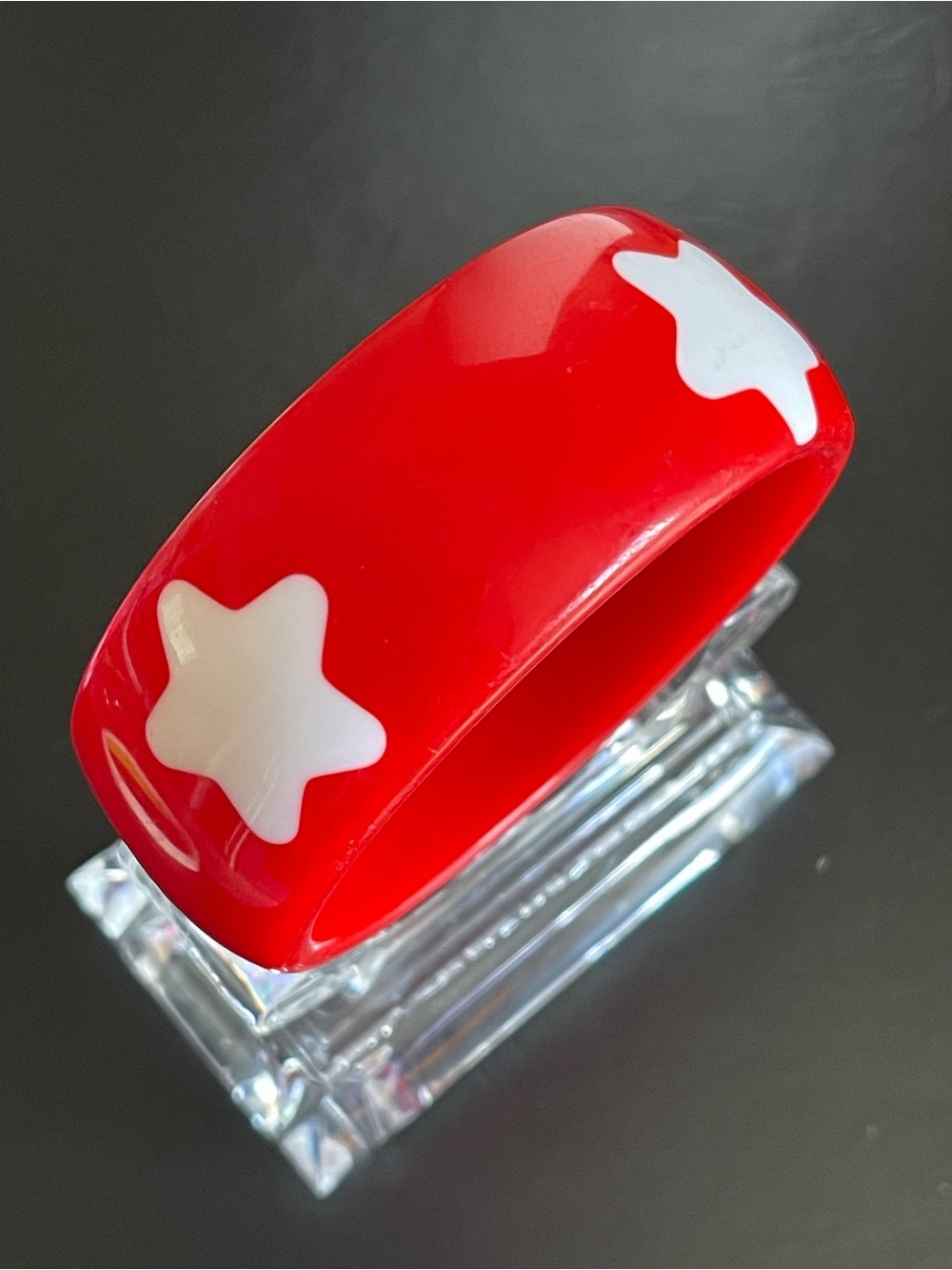 Vintage Red lucite White Star bangle.